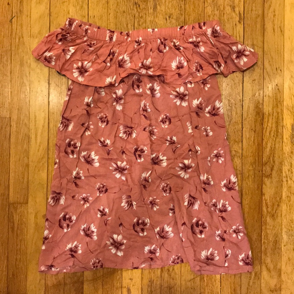 Strapless off the shoulder flowered dress
